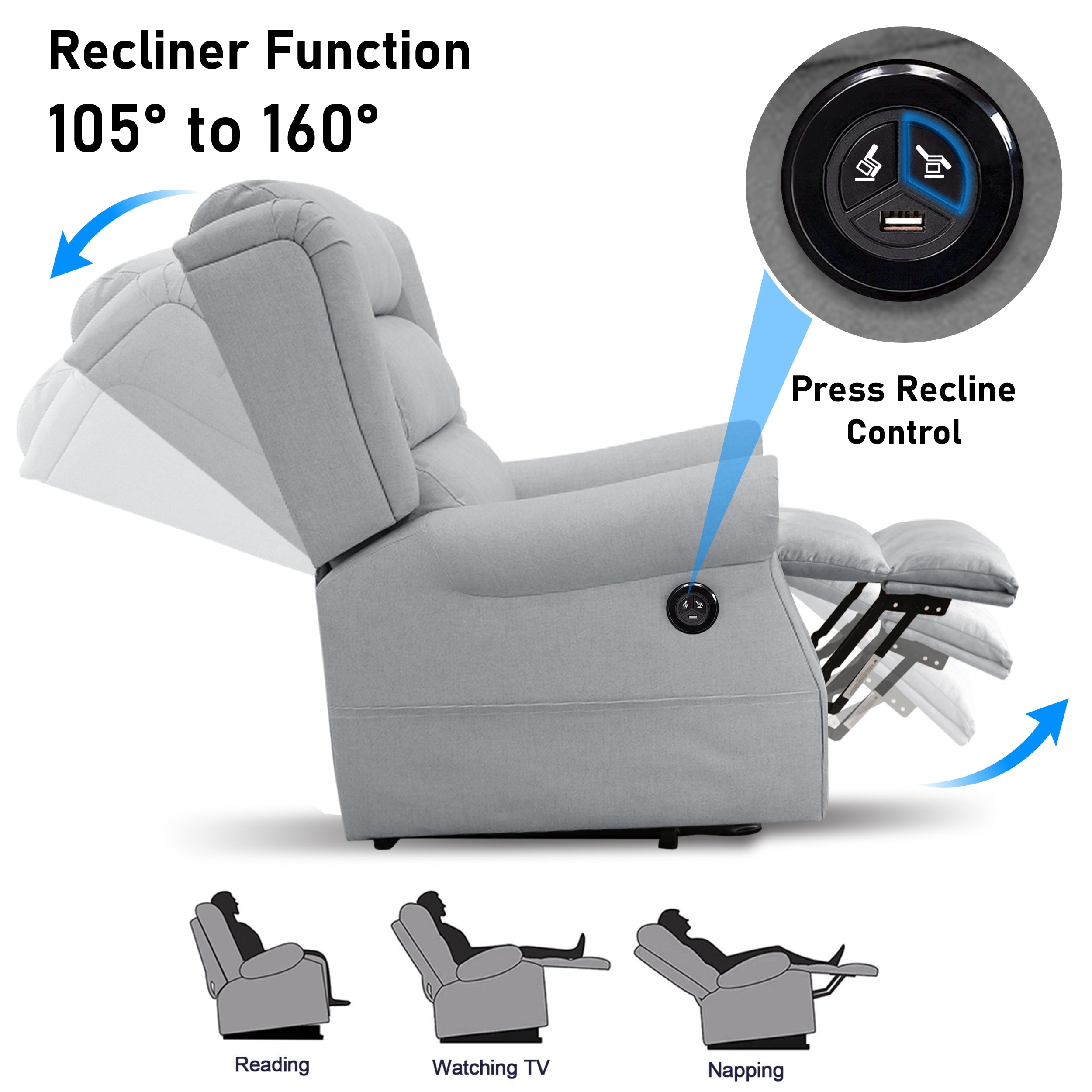 Heated Massage Recliner Sessel mit Komfort 11