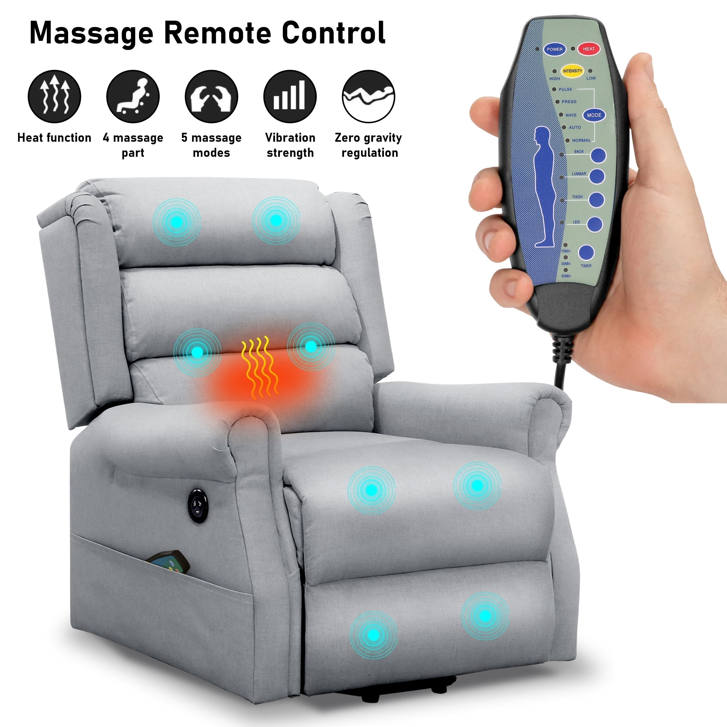 Heated Massage Recliner Sessel mit Komfort 12