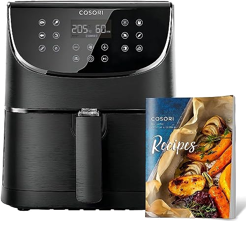 COSORI Heißluftfritteuse 5,5L in Schwarz, energieeffizient und vielseitig.