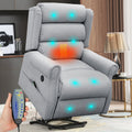 Heizbarer Massage-Sessel in grau mit Lift-Funktion und luxuriösem Design.