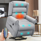 Heizbarer Massage-Sessel in grau mit Lift-Funktion und luxuriösem Design.