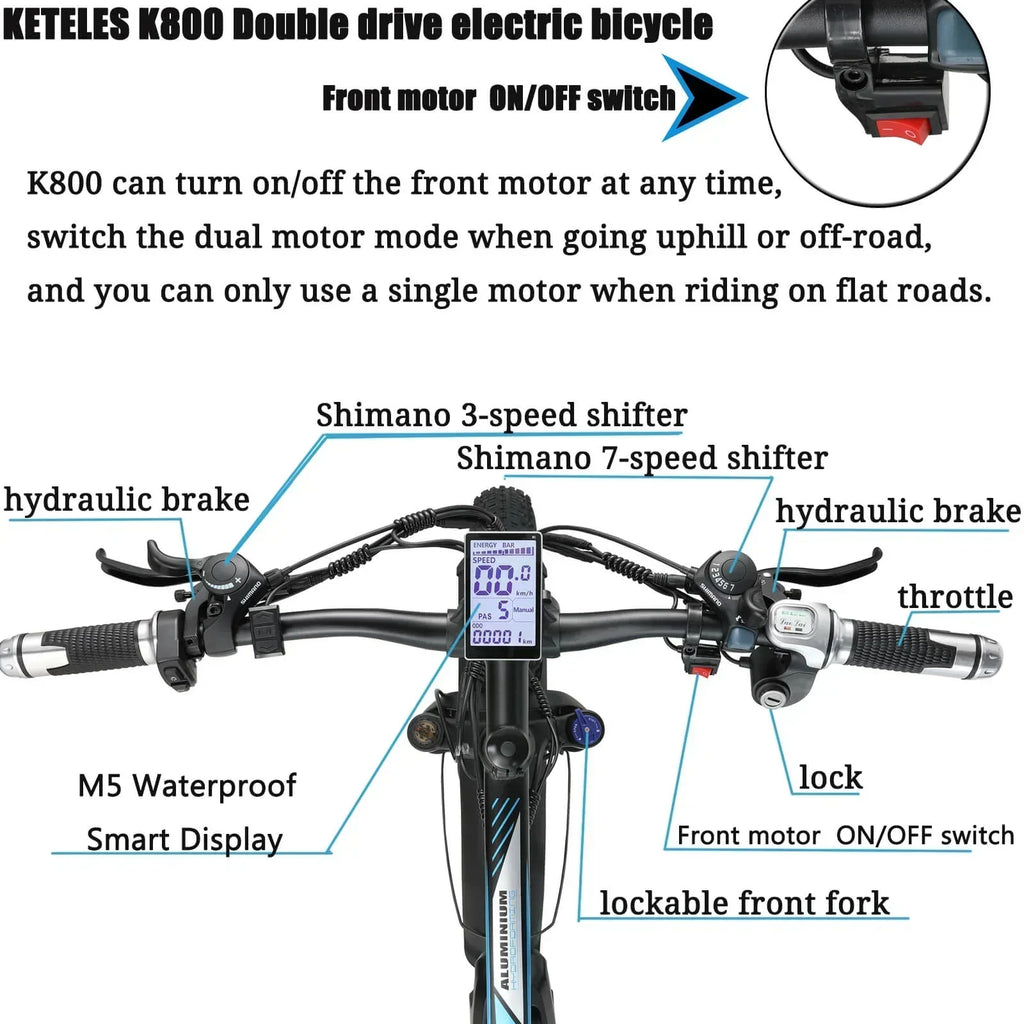 KETELES K800 Elektrofahrrad mit Dual-Motoren und leistungsstarker Batterie 5
