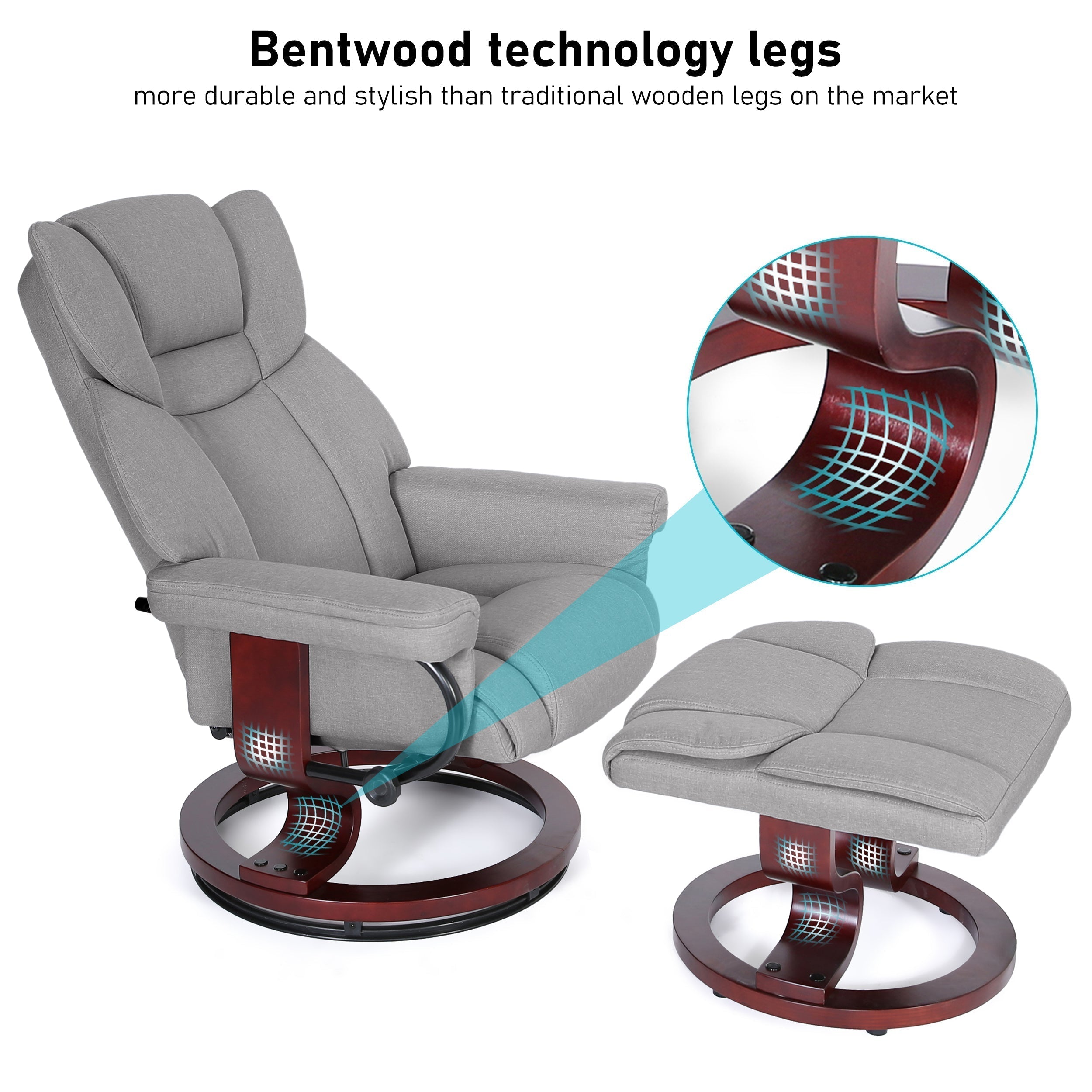 Ergonomischer Relaxsessel mit Fußhocker in Schwarz 3