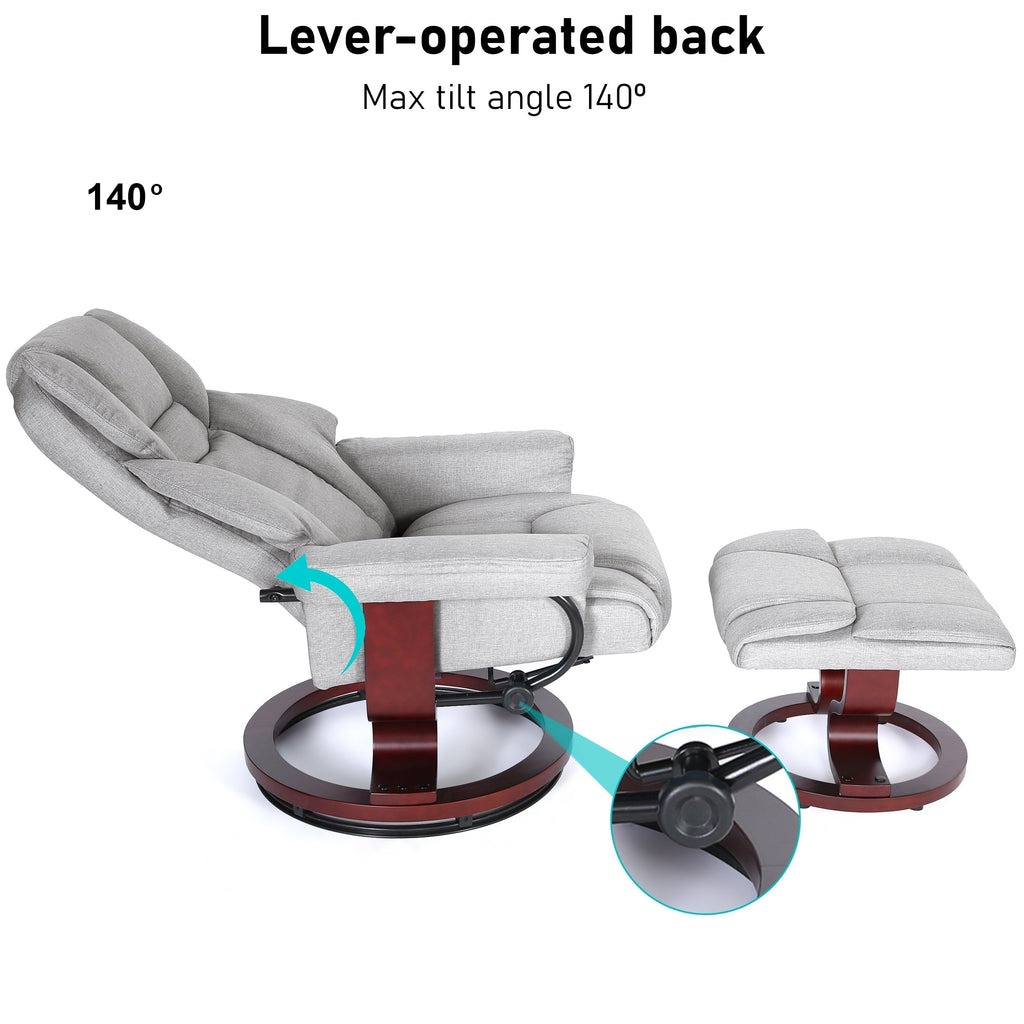 Ergonomischer Relaxsessel mit Fußhocker in Schwarz 6