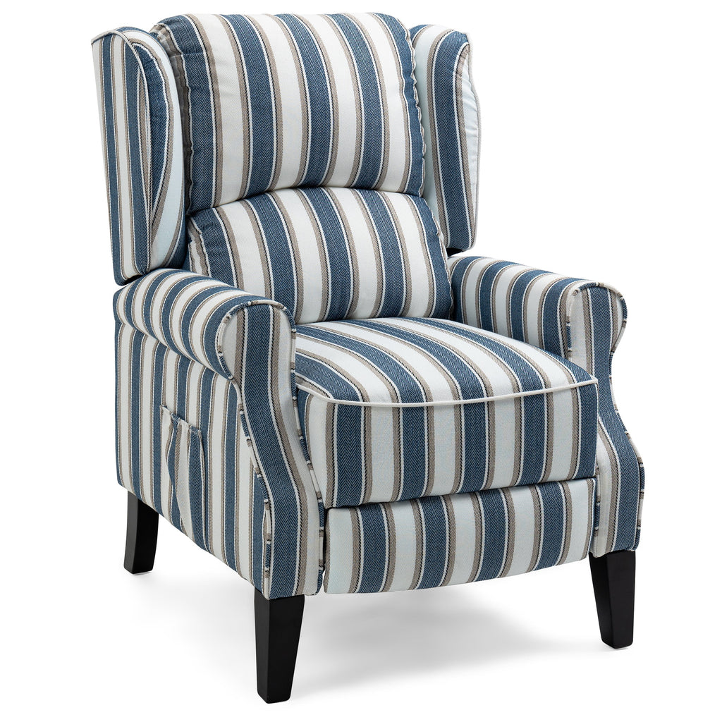 Luxuriöser Relaxsessel in Blau und Beige für ultimativen Komfort.