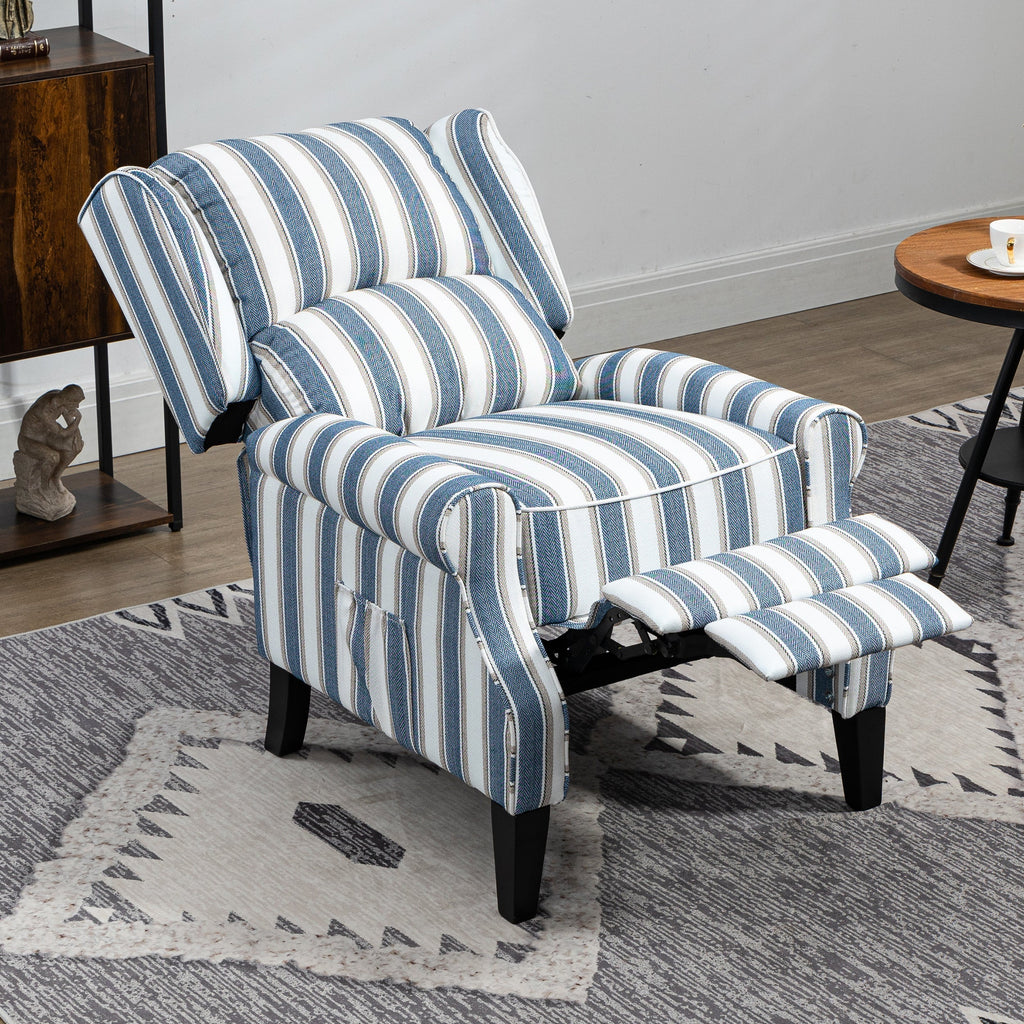 Luxuriöser Relaxsessel in Blau und Beige für ultimativen Komfort. 2