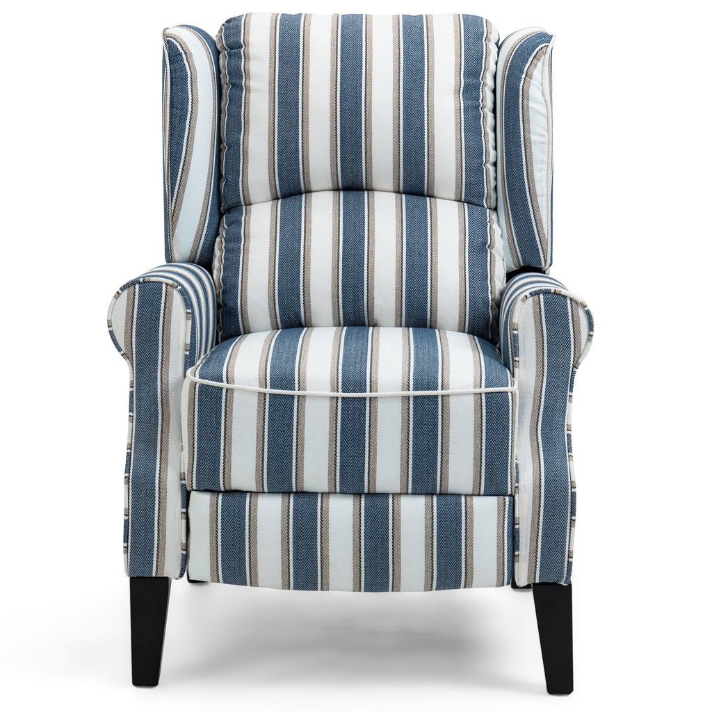 Luxuriöser Relaxsessel in Blau und Beige für ultimativen Komfort. 4
