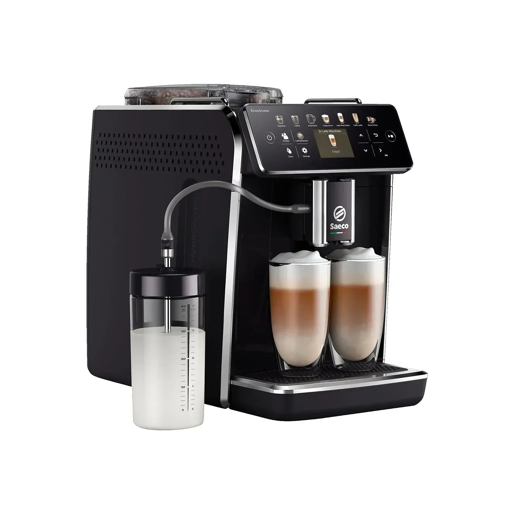 Eleganter SAECO GranAroma Kaffeevollautomat in Schwarz. 2