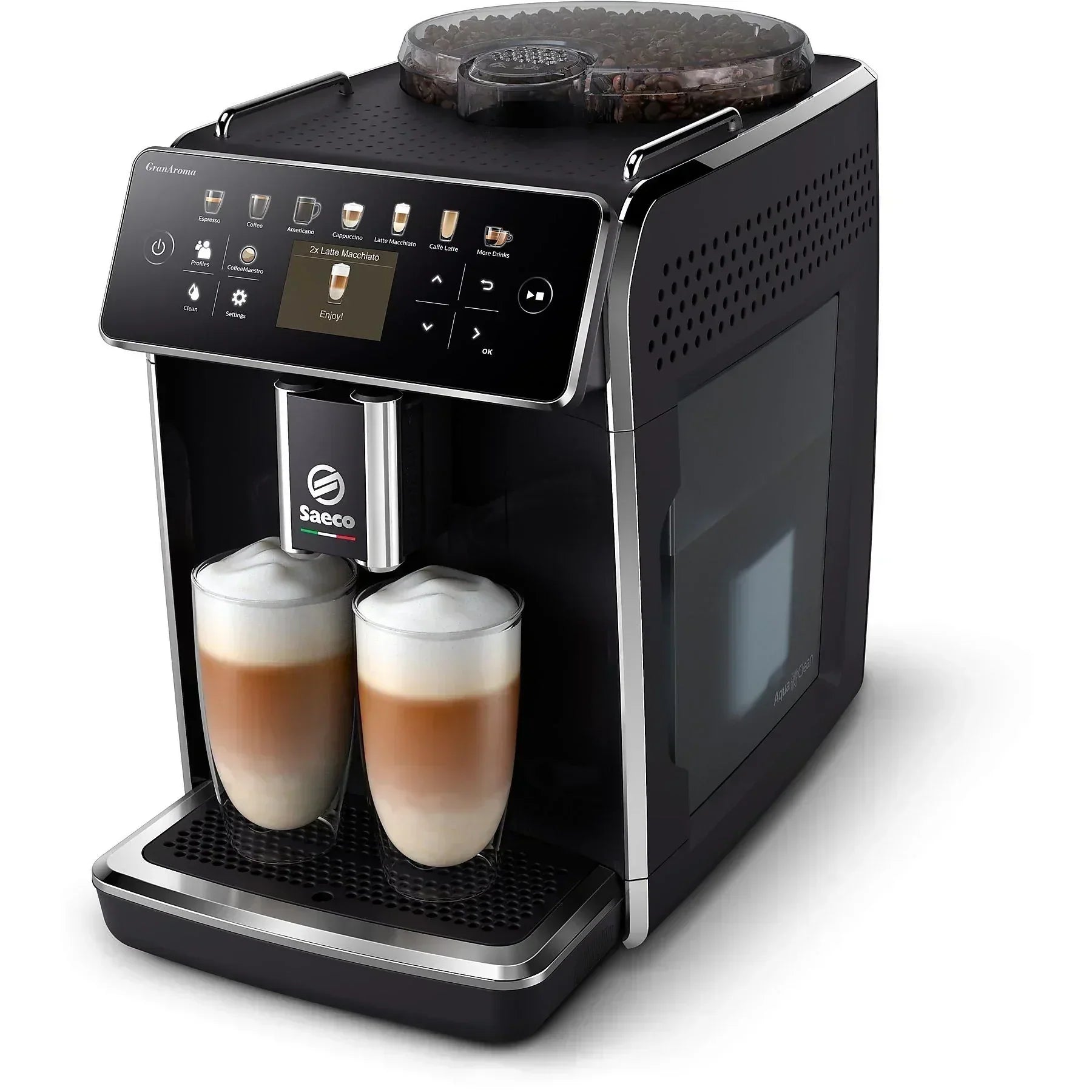 Eleganter SAECO GranAroma Kaffeevollautomat in Schwarz. 3