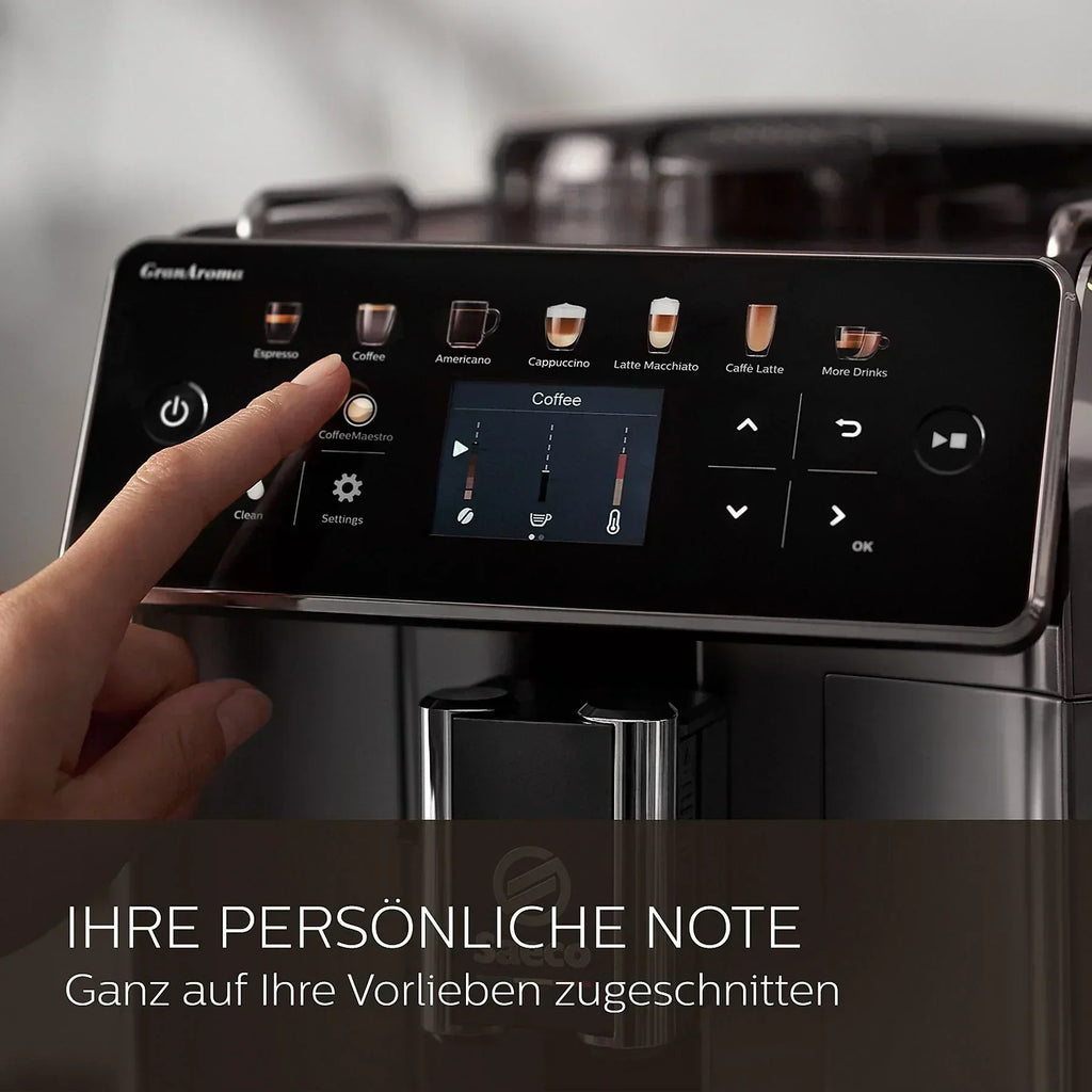 Eleganter SAECO GranAroma Kaffeevollautomat in Schwarz. 7