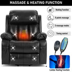 Schwarzer Heiz- und Massage-Luftleder-Sessel mit Liftfunktion 2