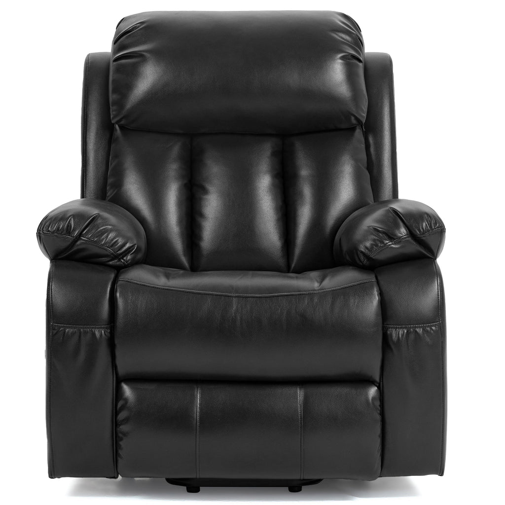 Schwarzer Heiz- und Massage-Luftleder-Sessel mit Liftfunktion 5