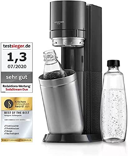 SodaStream Duo Wassersprudler in Titan mit Glas- und Kunststoffflasche