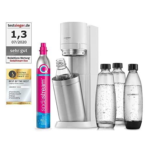 SodaStream Wassersprudler Duo in Weiß mit CO2-Zylinder und Glasflaschen