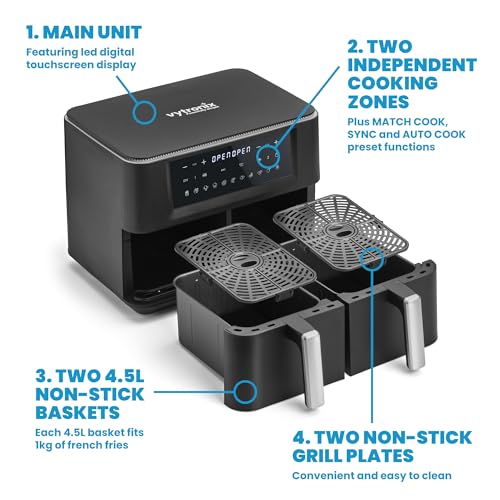 Vytronix DD9L Dual Zone Heißluftfritteuse in Schwarz 7