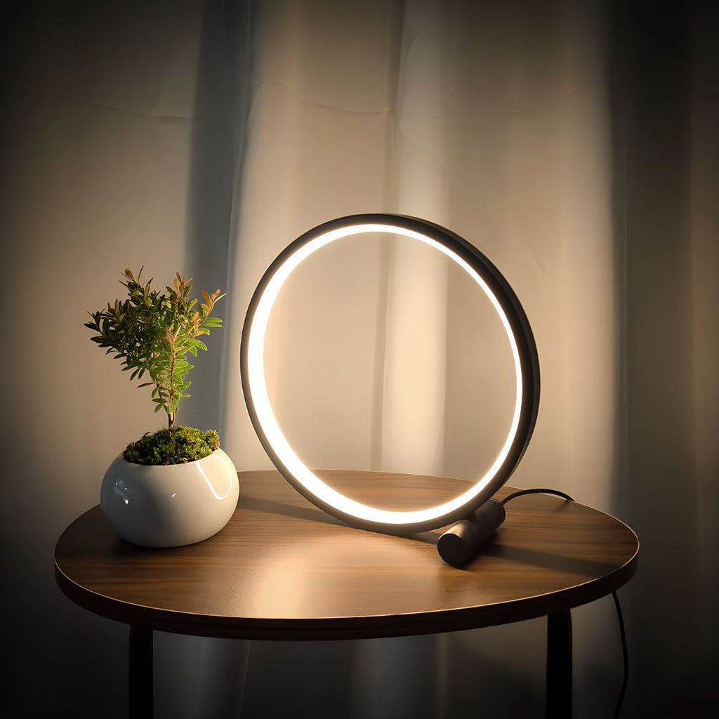 LED Tischlampe modern rund dimmbar Aluminium