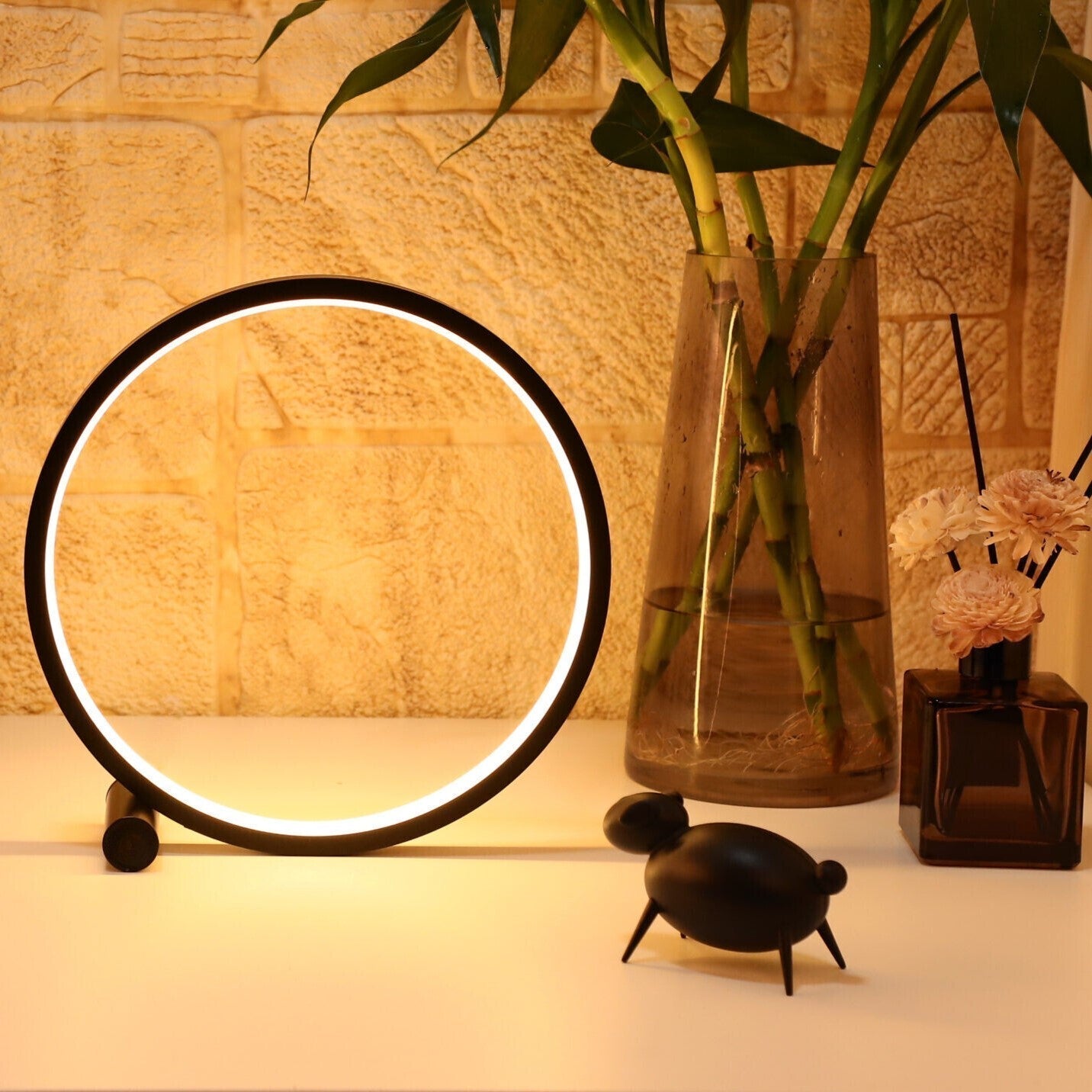 LED Tischlampe modern rund dimmbar Aluminium