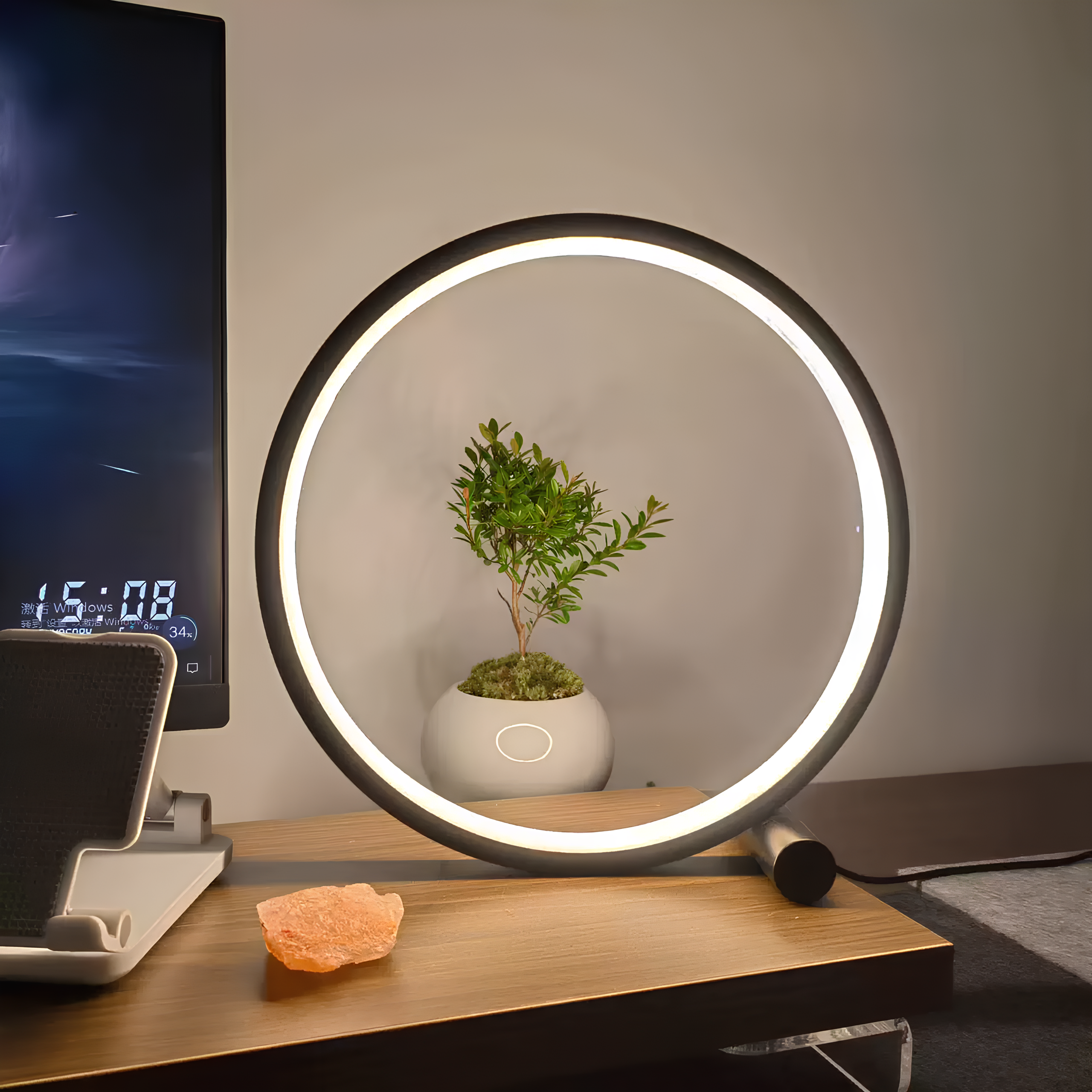 LED Tischlampe modern rund dimmbar Aluminium