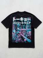 T-Shirt Streetwear "Tokyo Underpass" — Schwarz Oversize Oversize Streetwear T-Shirt – Rückansicht | StilWerk