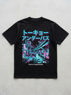T-Shirt Streetwear "Tokyo Underpass" — Schwarz Oversize Oversize Streetwear T-Shirt – Frontansicht | StilWerk