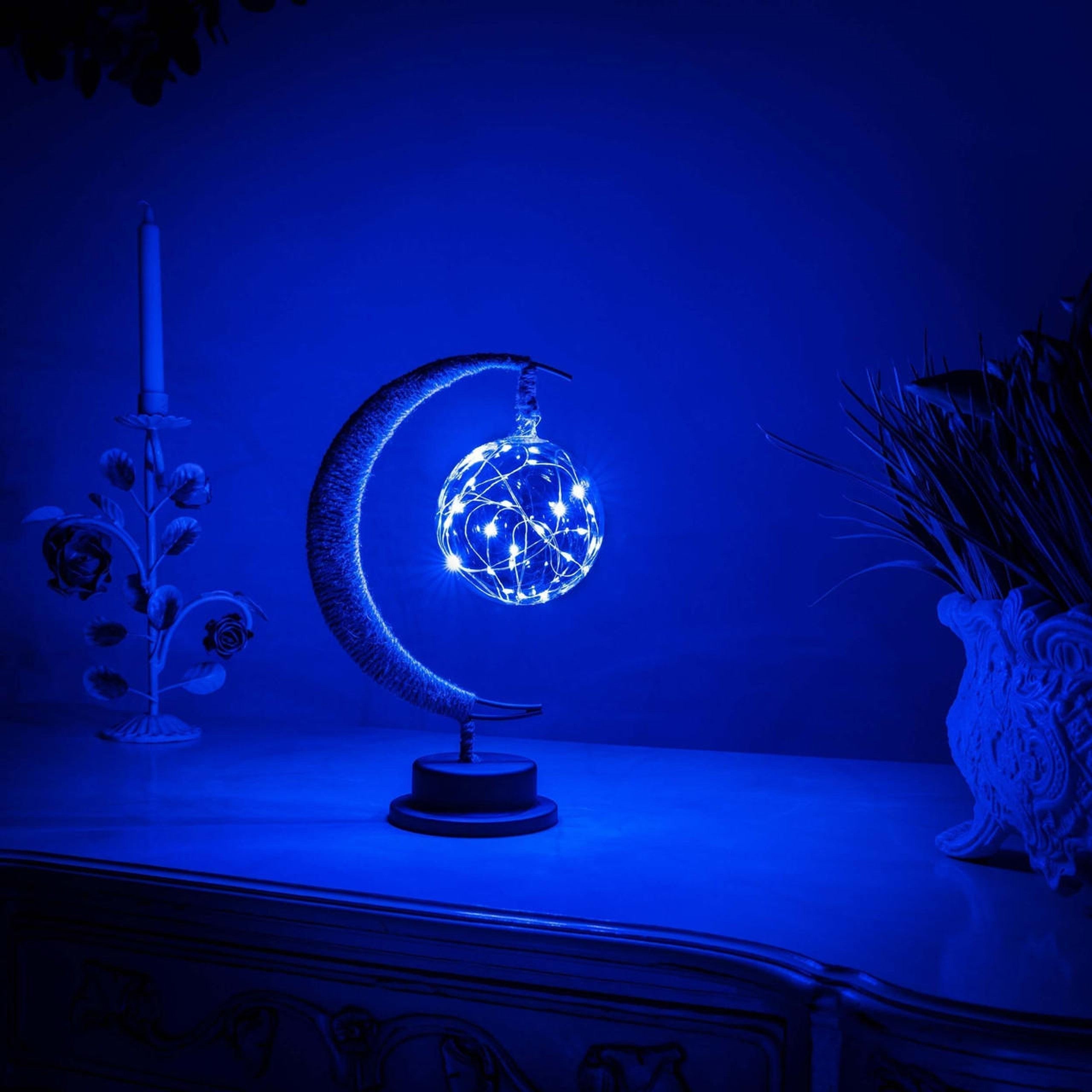 LED Tischlampe Mondlicht Glas Dekoleuchte