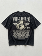 T-Shirt Streetwear "World Tour '99" — Faded Black Oversize Oversize Streetwear T-Shirt – Rückansicht | StilWerk